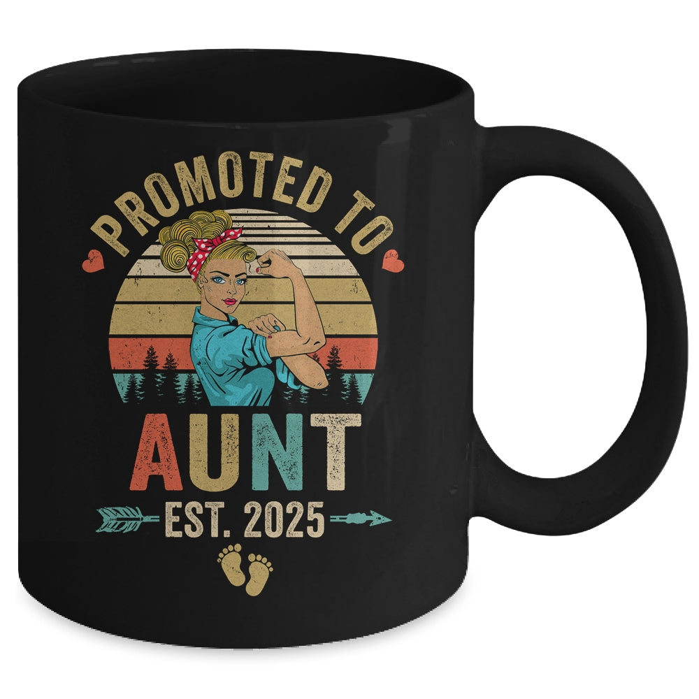 Promoted To Aunt Est 2025 Retro First Time Aunt Mug | siriusteestore