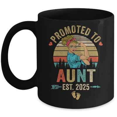 Promoted To Aunt Est 2025 Retro First Time Aunt Mug | siriusteestore