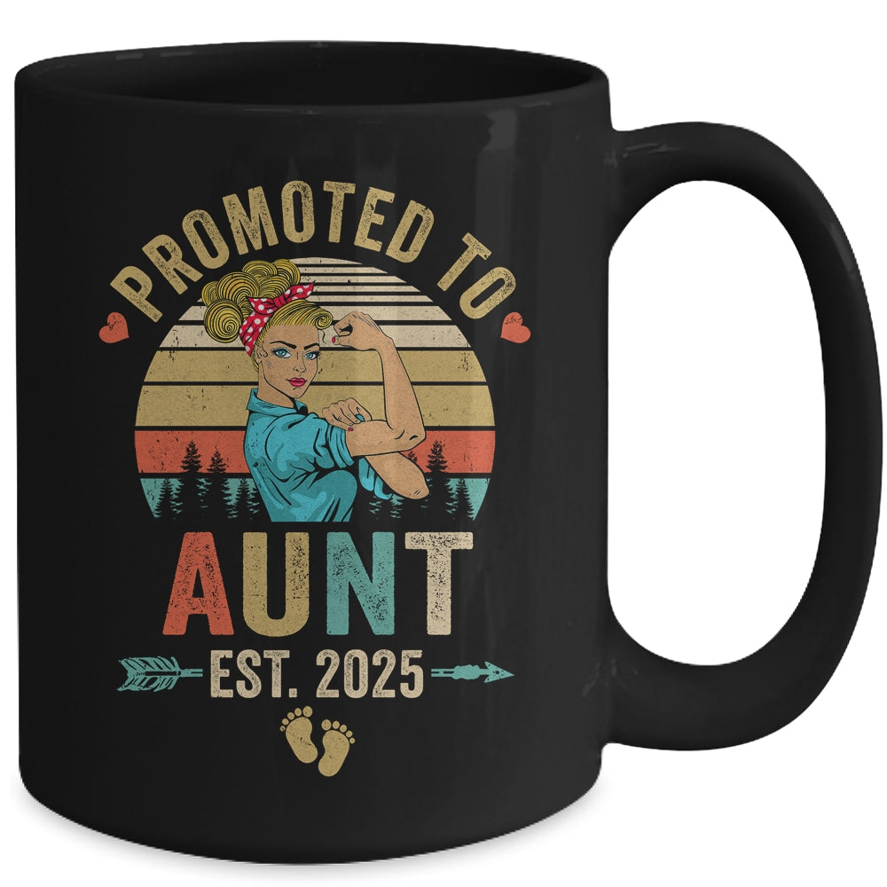 Promoted To Aunt Est 2025 Retro First Time Aunt Mug | siriusteestore
