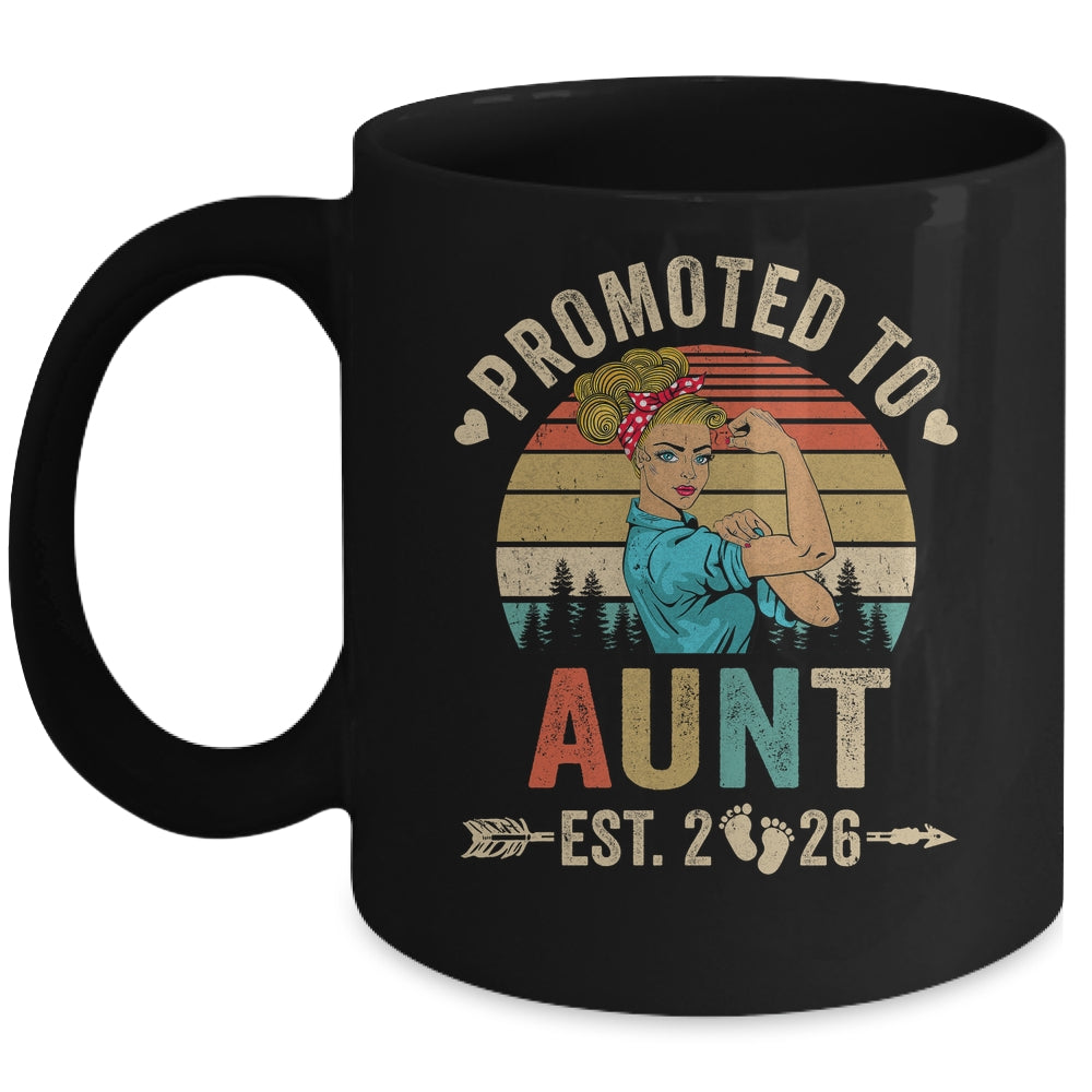 Promoted To Aunt Est 2026 Retro First Time Aunt Mug | siriusteestore
