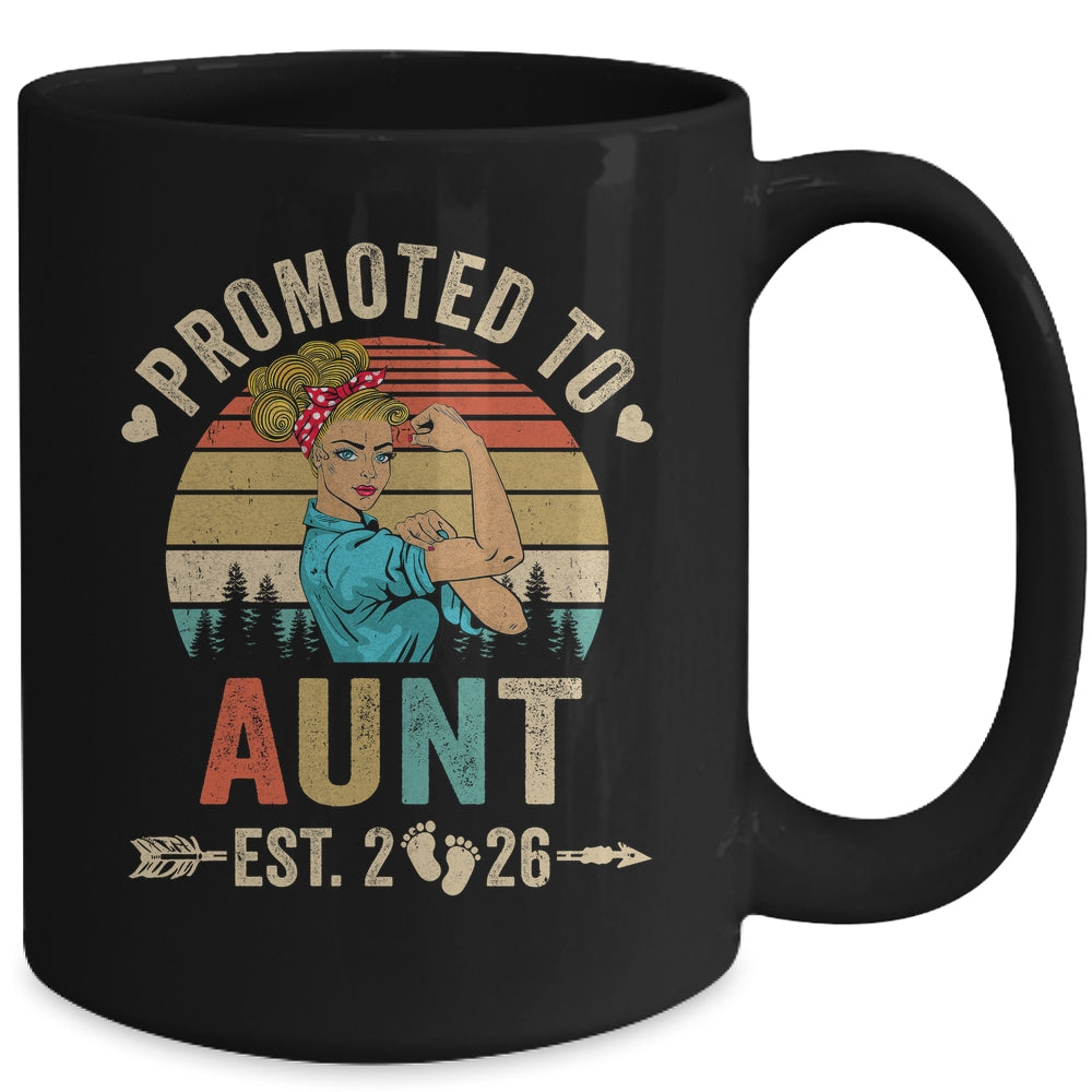 Promoted To Aunt Est 2026 Retro First Time Aunt Mug | siriusteestore
