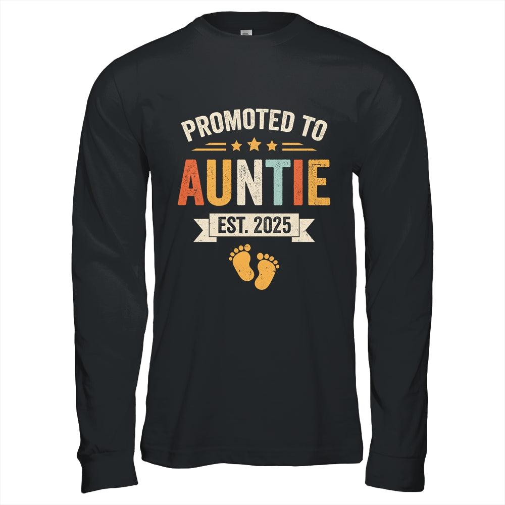 Promoted To Auntie 2025 Retro Soon To Be Auntie Est 2025 Shirt & Hoodie | siriusteestore