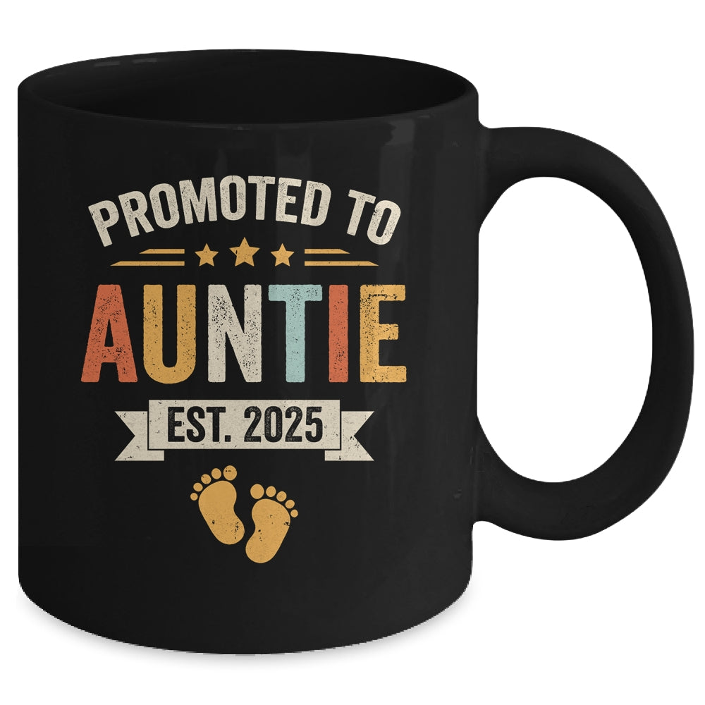 Promoted To Auntie 2025 Retro Soon To Be Auntie Est 2025 Mug | siriusteestore