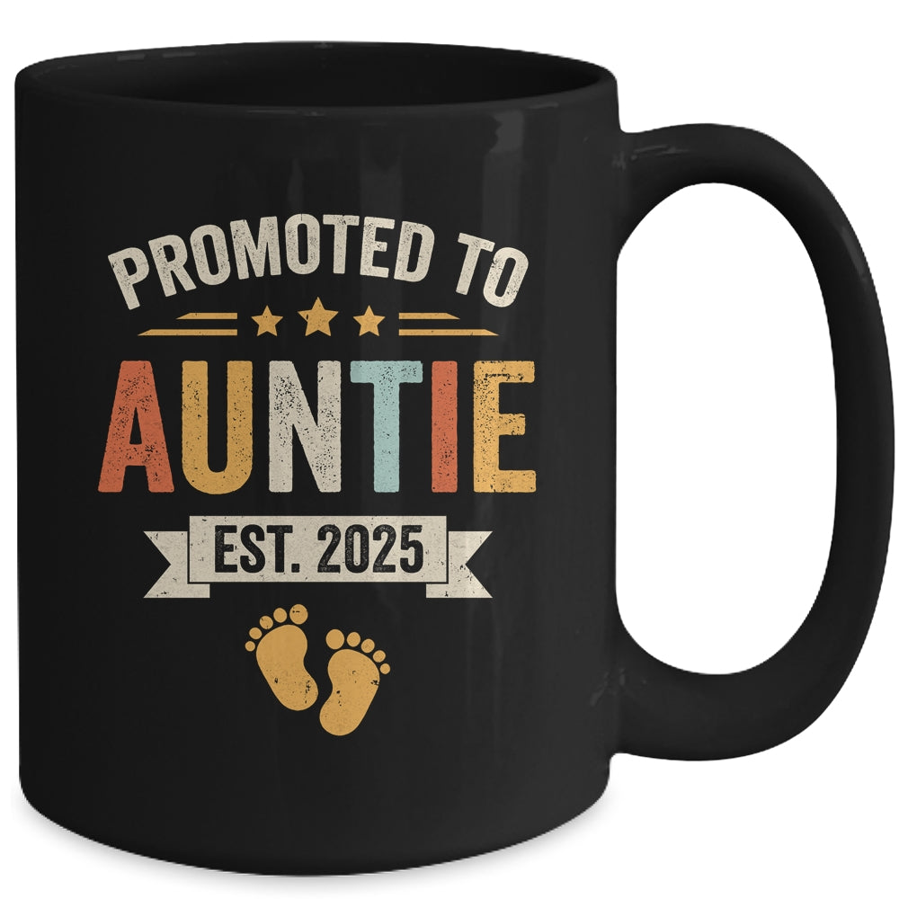 Promoted To Auntie 2025 Retro Soon To Be Auntie Est 2025 Mug | siriusteestore