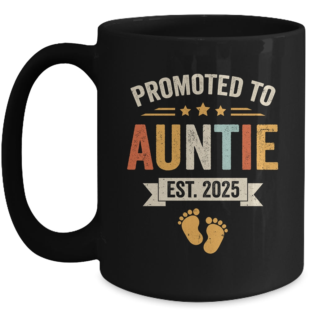 Promoted To Auntie 2025 Retro Soon To Be Auntie Est 2025 Mug | siriusteestore