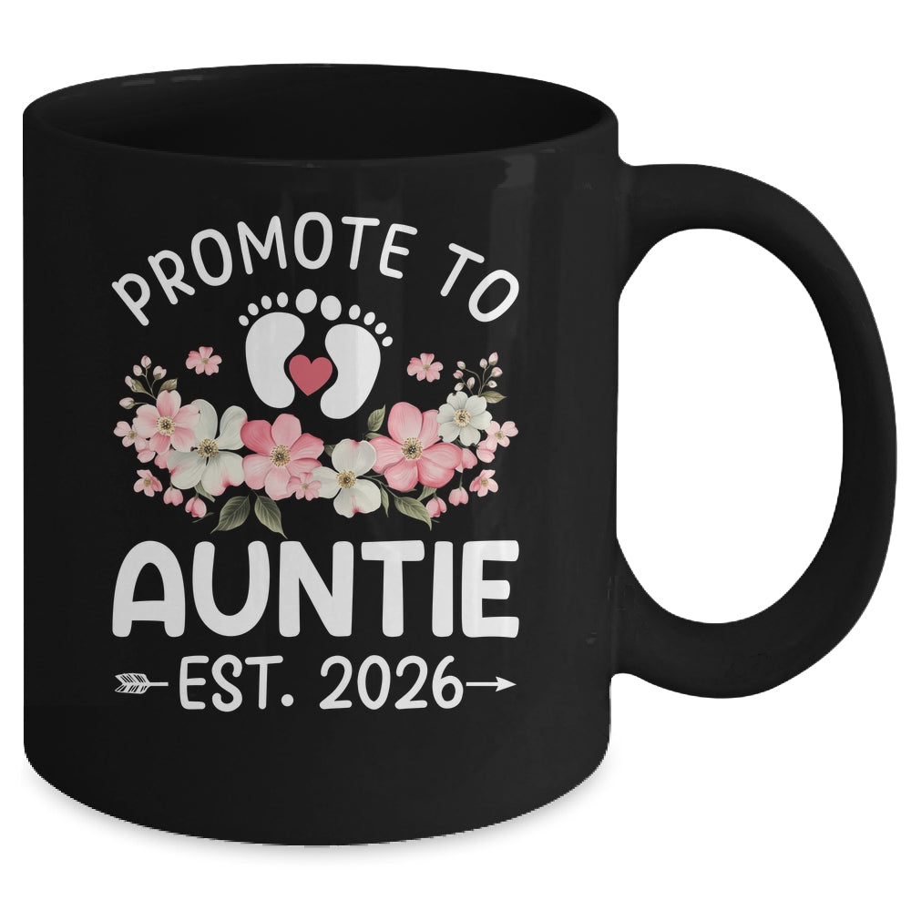 Promoted To Auntie 2026 First Time Floral New Auntie Mug | siriusteestore
