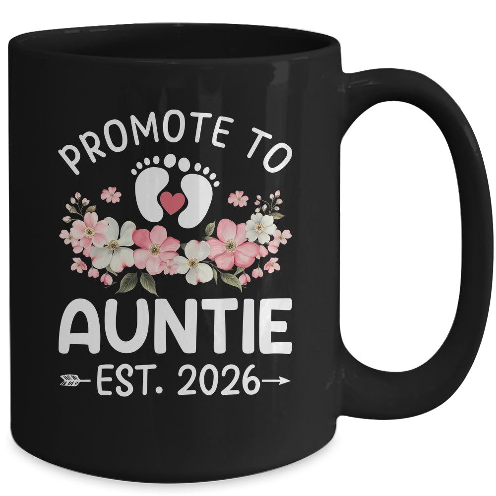 Promoted To Auntie 2026 First Time Floral New Auntie Mug | siriusteestore