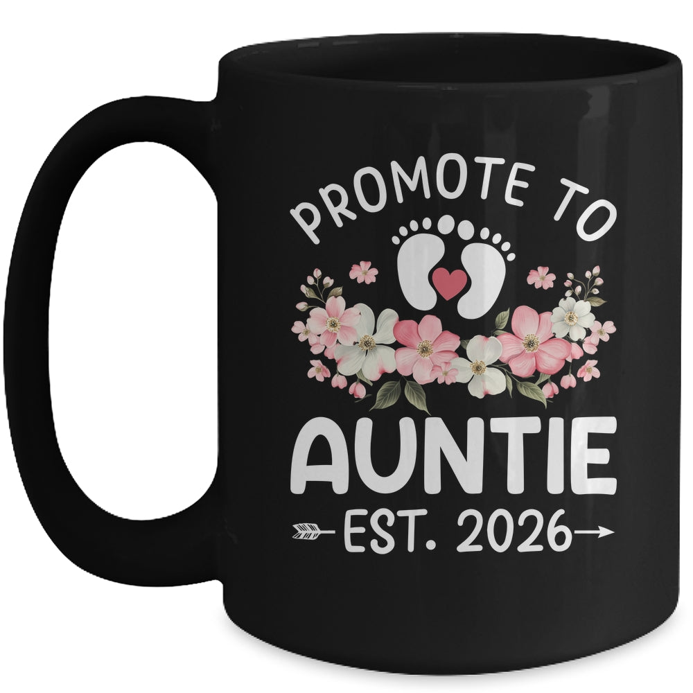 Promoted To Auntie 2026 First Time Floral New Auntie Mug | siriusteestore