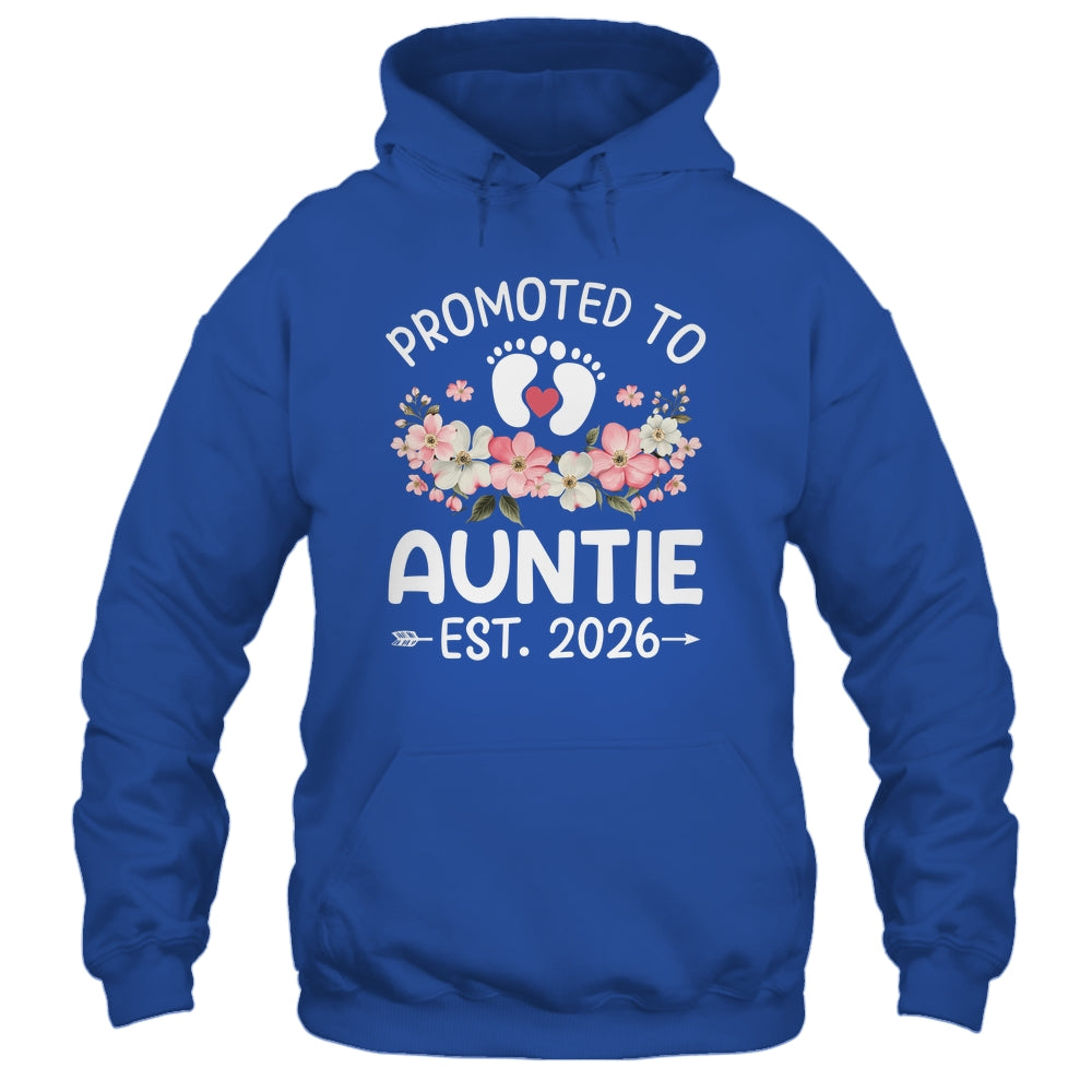 Promoted To Auntie 2026 First Time Floral New Auntie Shirt & Hoodie | siriusteestore