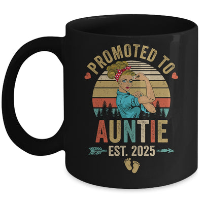 Promoted To Auntie Est 2025 Retro First Time Auntie Mug | siriusteestore