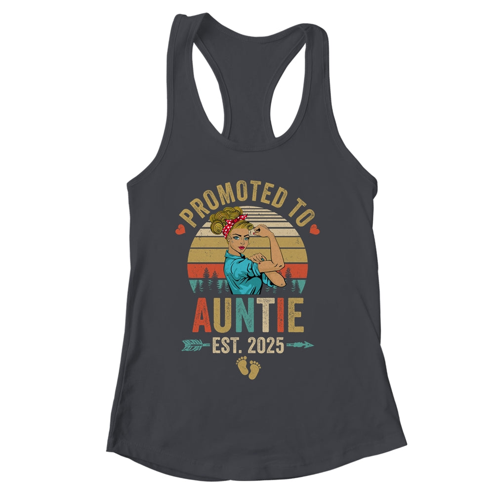 Promoted To Auntie Est 2025 Retro First Time Auntie Shirt & Tank Top | siriusteestore