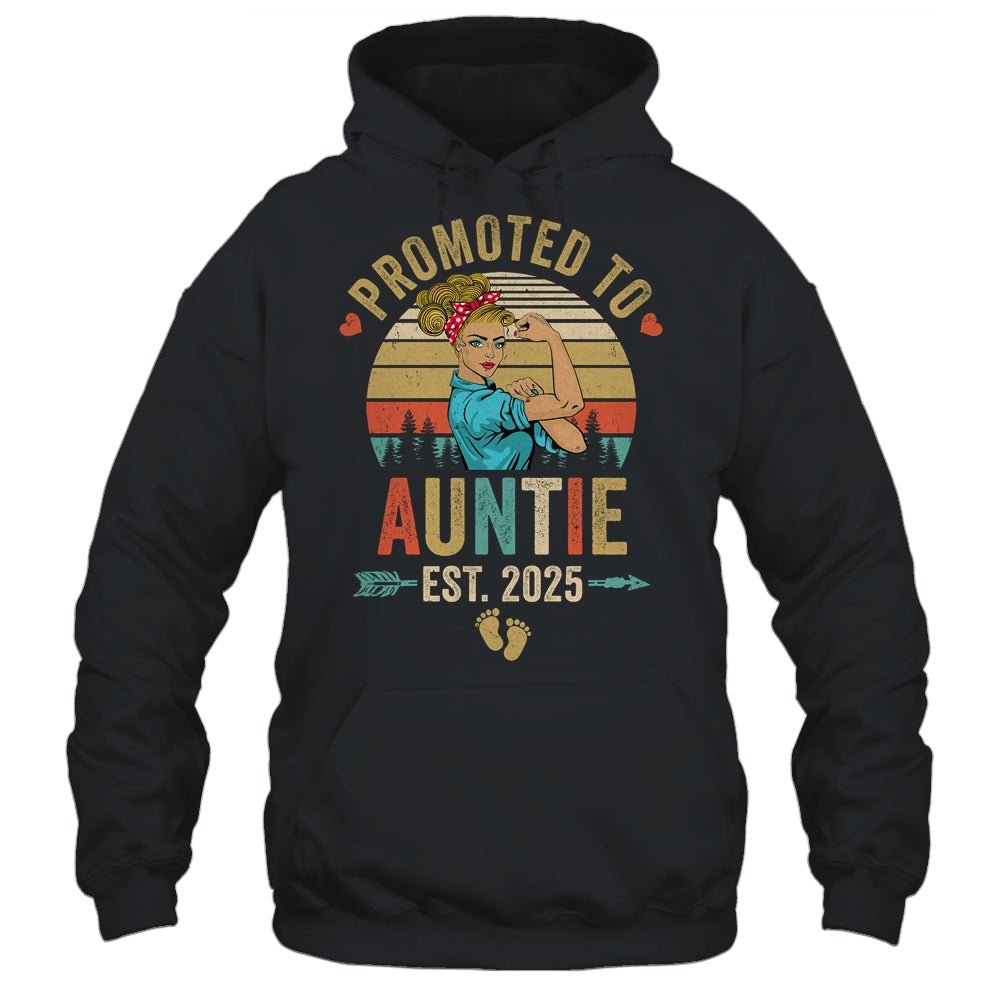 Promoted To Auntie Est 2025 Retro First Time Auntie Shirt & Tank Top | siriusteestore