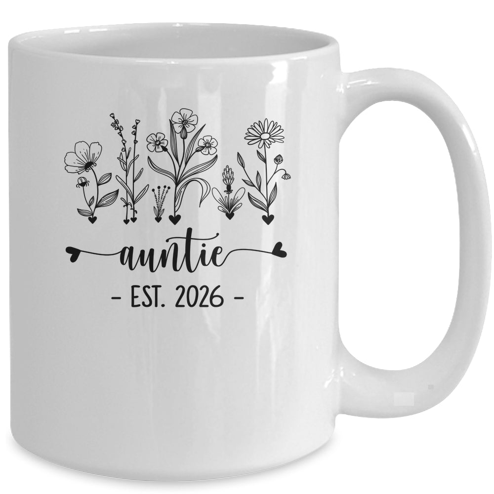 Promoted To Auntie Est 2026 Pregnancy Announcement Flower Mug | siriusteestore