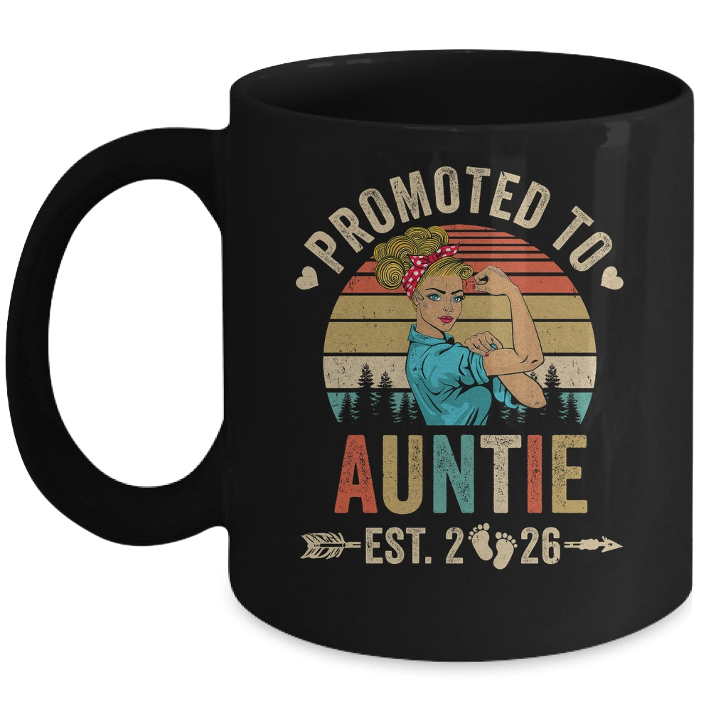 Promoted To Auntie Est 2026 Retro First Time Auntie Mug | siriusteestore