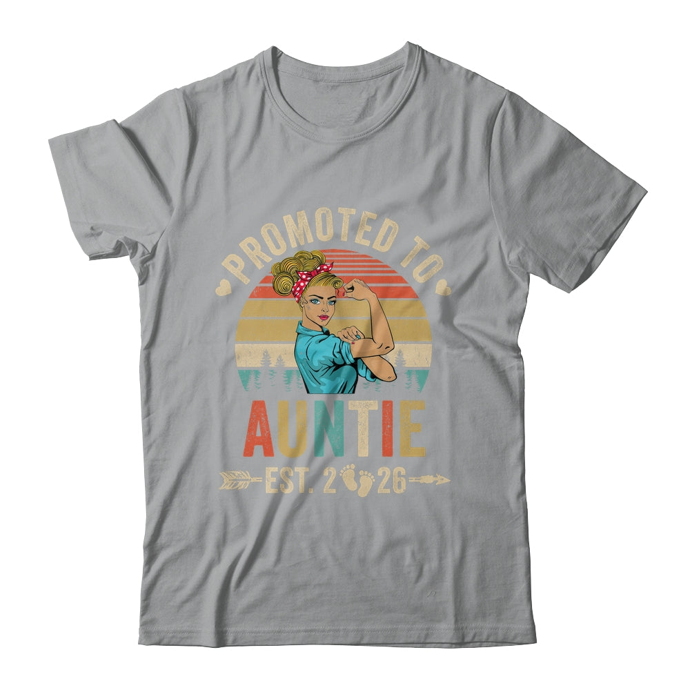 Promoted To Auntie Est 2026 Retro First Time Auntie Shirt & Tank Top | siriusteestore