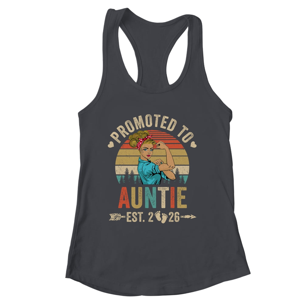 Promoted To Auntie Est 2026 Retro First Time Auntie Shirt & Tank Top | siriusteestore