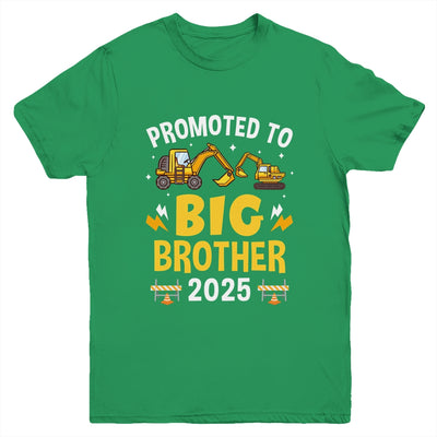 Promoted To Big Brother 2025 Construction Excavator Youth Shirt | siriusteestore