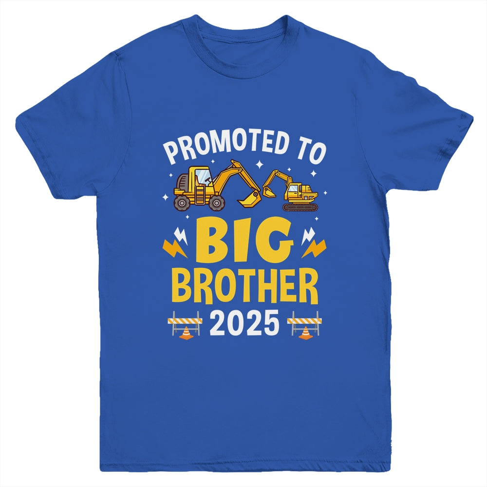 Promoted To Big Brother 2025 Construction Excavator Youth Shirt | siriusteestore