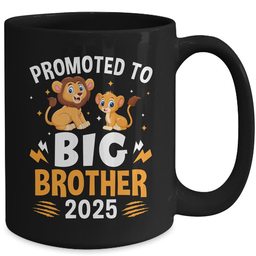 Promoted To Big Brother 2025 Lion Animals Boys Kids Mug | siriusteestore