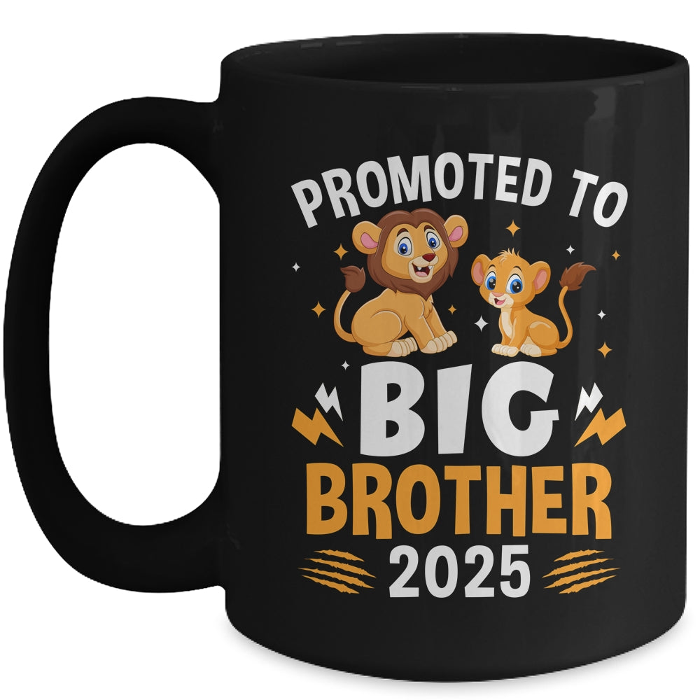 Promoted To Big Brother 2025 Lion Animals Boys Kids Mug | siriusteestore