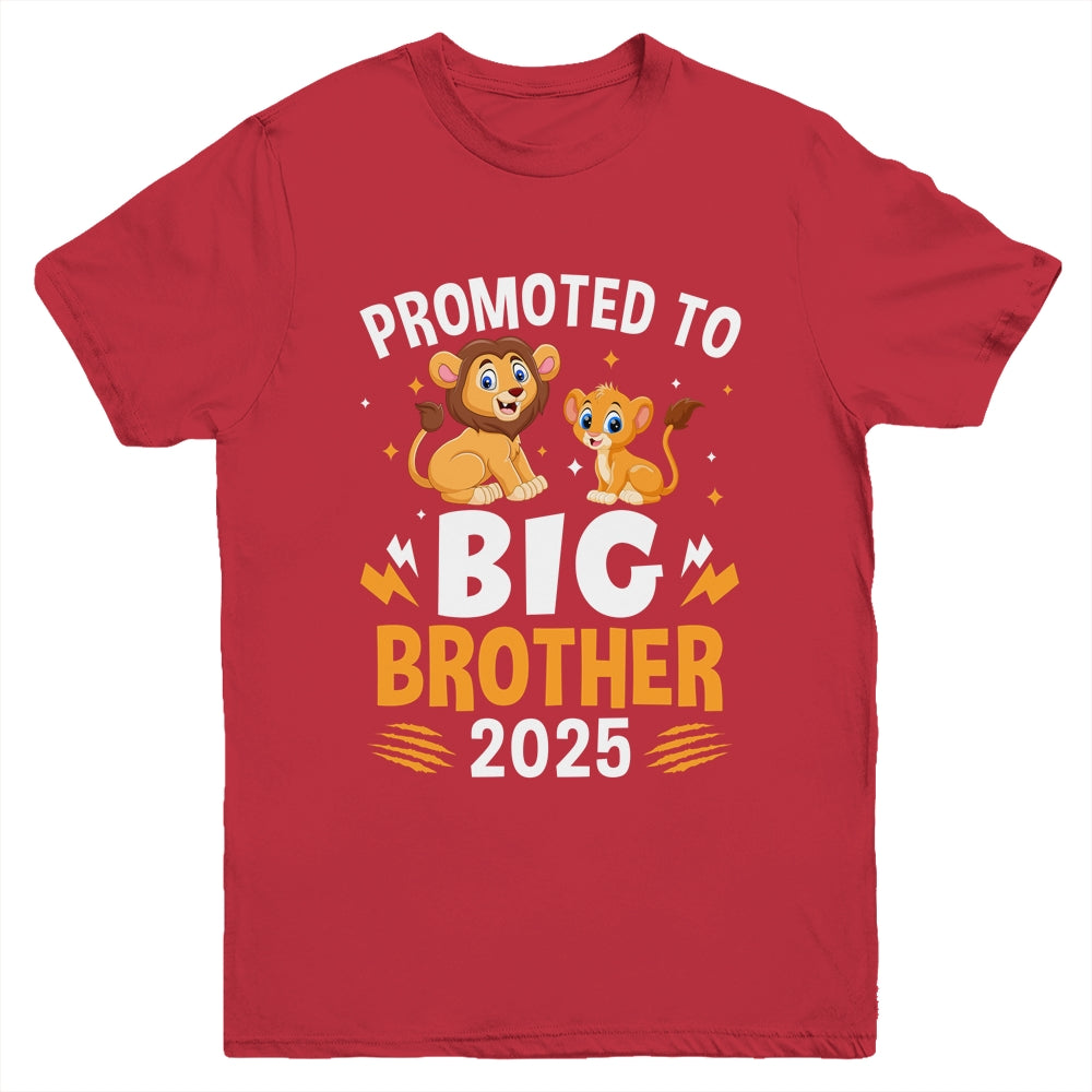 Promoted To Big Brother 2025 Lion Animals Boys Kids Youth Shirt | siriusteestore