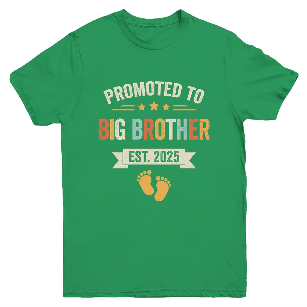 Promoted To Big Brother 2025 Retro Soon To Be Brother Est 2025 Youth Shirt | siriusteestore