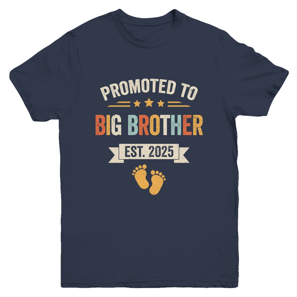 Promoted To Big Brother 2025 Retro Soon To Be Brother Est 2025 Youth Shirt | siriusteestore