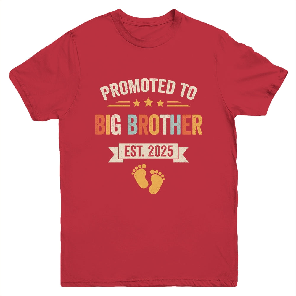 Promoted To Big Brother 2025 Retro Soon To Be Brother Est 2025 Youth Shirt | siriusteestore