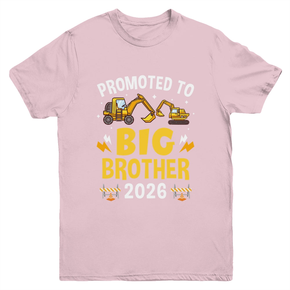 Promoted To Big Brother 2026 Construction Excavator Youth Shirt | siriusteestore