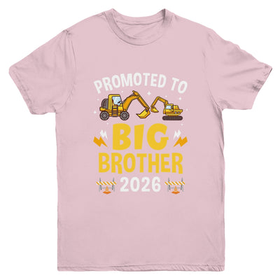 Promoted To Big Brother 2026 Construction Excavator Youth Shirt | siriusteestore