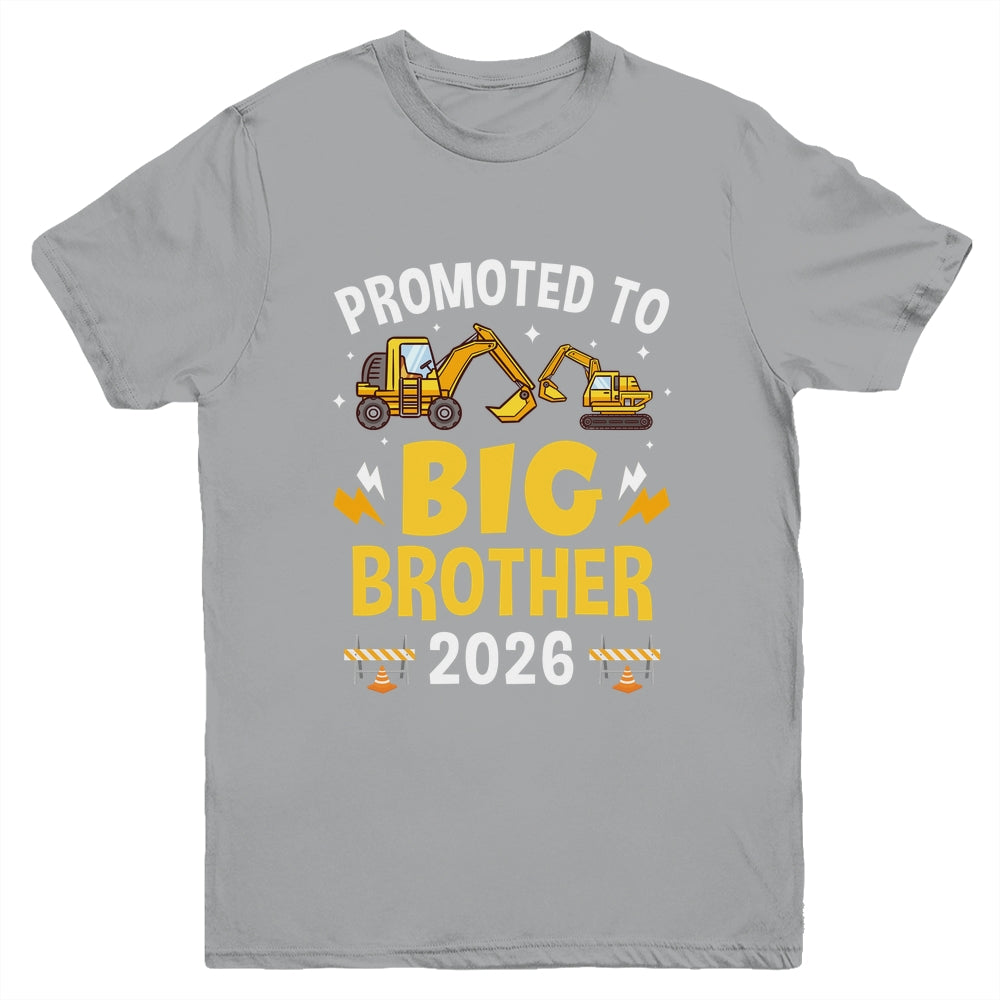 Promoted To Big Brother 2026 Construction Excavator Youth Shirt | siriusteestore