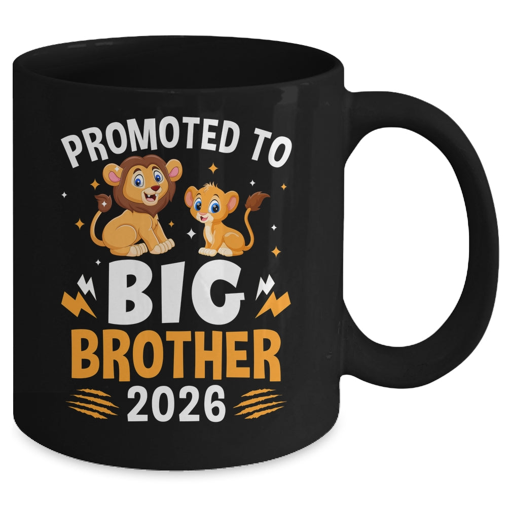 Promoted To Big Brother 2026 Lion Animals Boys Kids Mug | siriusteestore