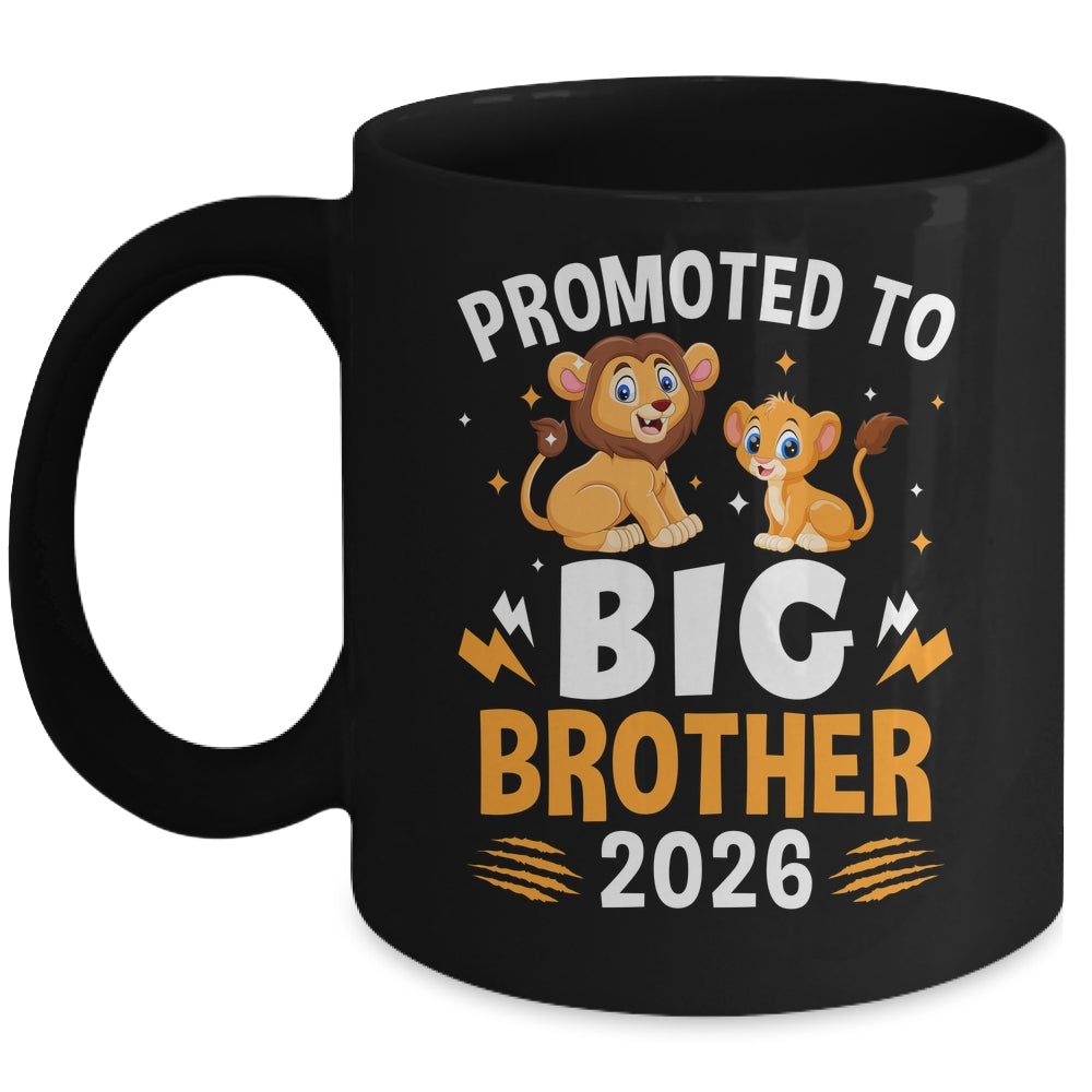 Promoted To Big Brother 2026 Lion Animals Boys Kids Mug | siriusteestore