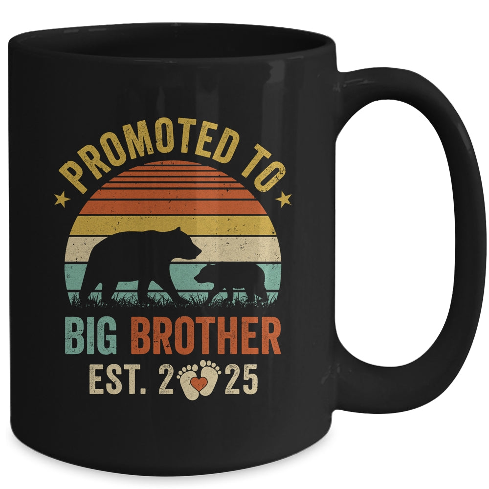Promoted To Big Brother Est 2025 Bear Pregnancy Announcement Mug | siriusteestore