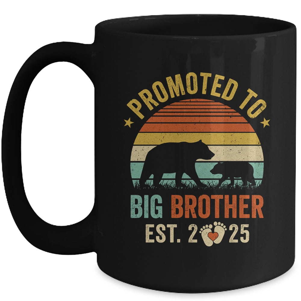 Promoted To Big Brother Est 2025 Bear Pregnancy Announcement Mug | siriusteestore