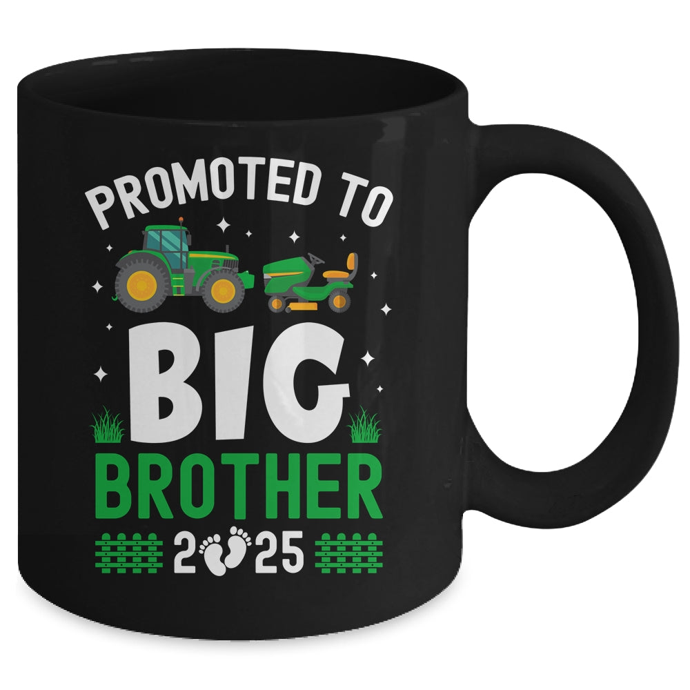 Promoted To Big Brother Est 2025 Cute Tractors Boys Kids Mug | siriusteestore