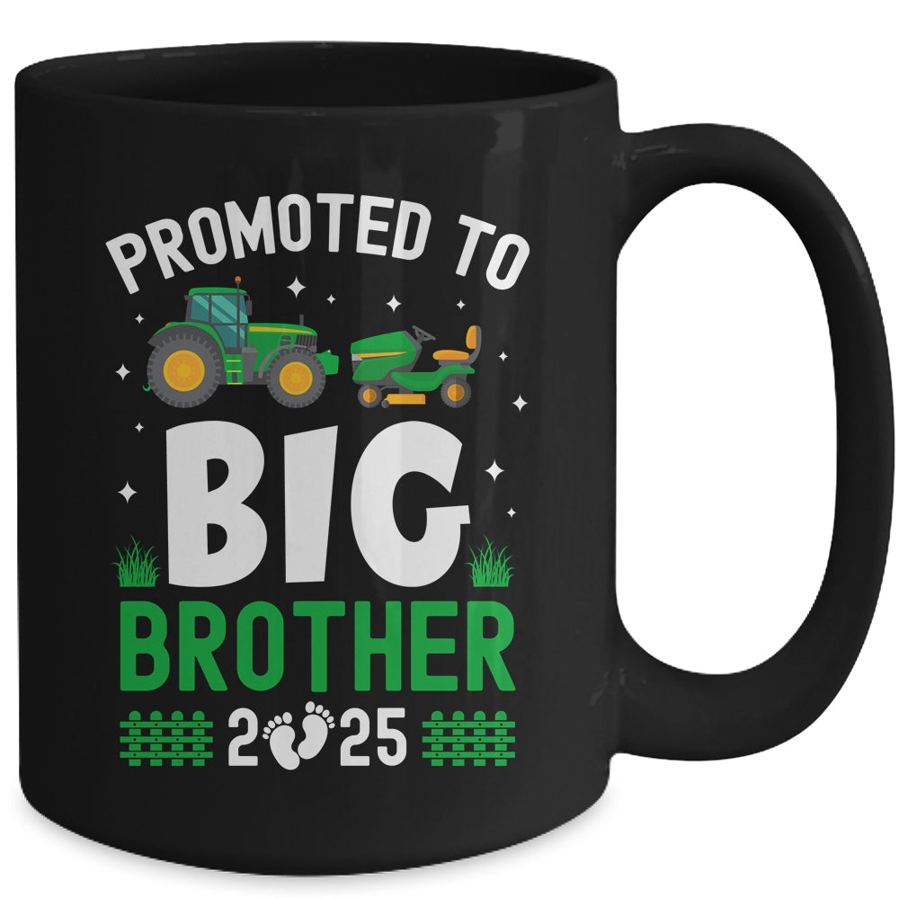 Promoted To Big Brother Est 2025 Cute Tractors Boys Kids Mug | siriusteestore