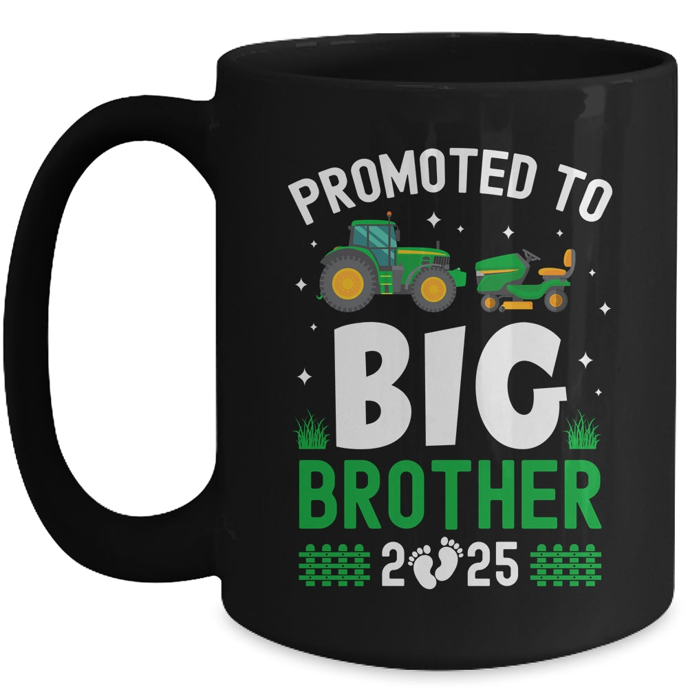 Promoted To Big Brother Est 2025 Cute Tractors Boys Kids Mug | siriusteestore