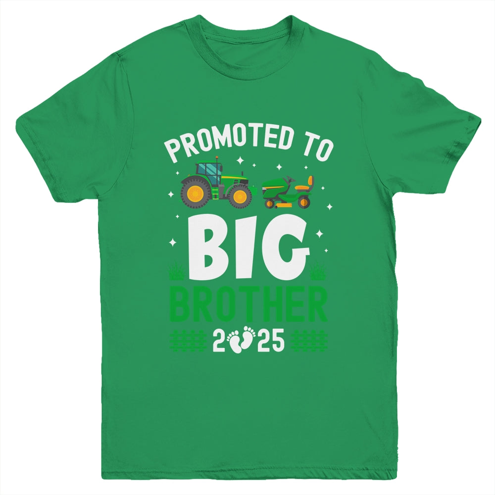 Promoted To Big Brother Est 2025 Cute Tractors Boys Kids Youth Shirt | siriusteestore