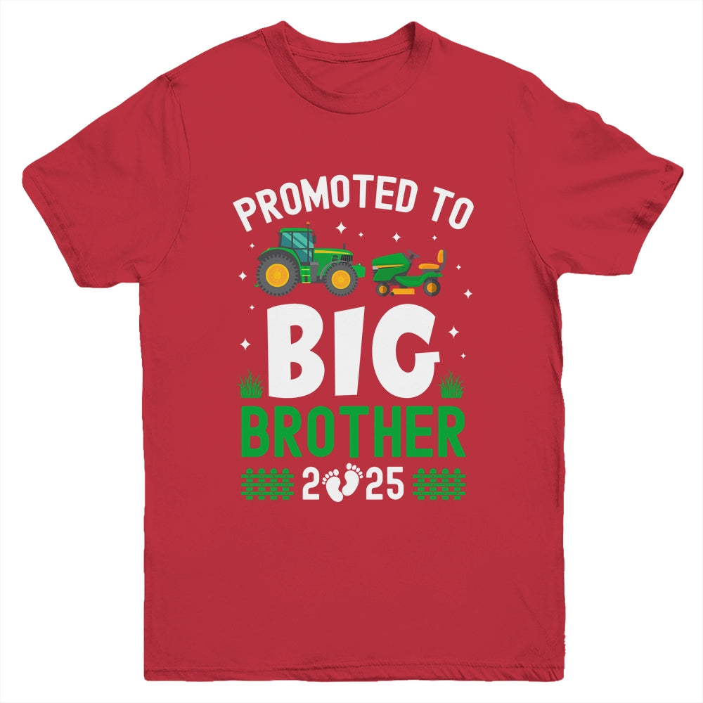 Promoted To Big Brother Est 2025 Cute Tractors Boys Kids Youth Shirt | siriusteestore
