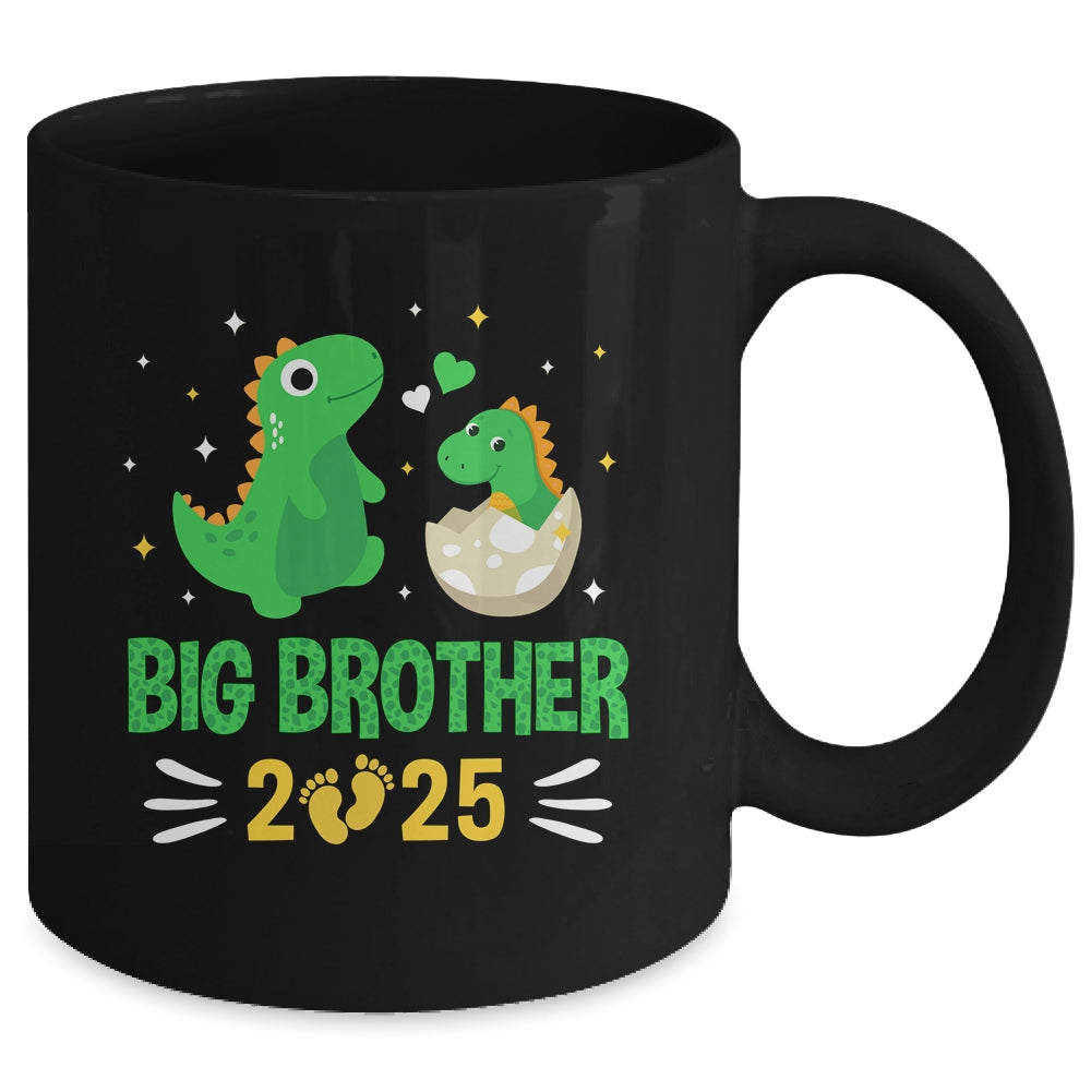 Promoted To Big Brother Est 2025 Dinosaur T-Rex Boys Kids Mug | siriusteestore