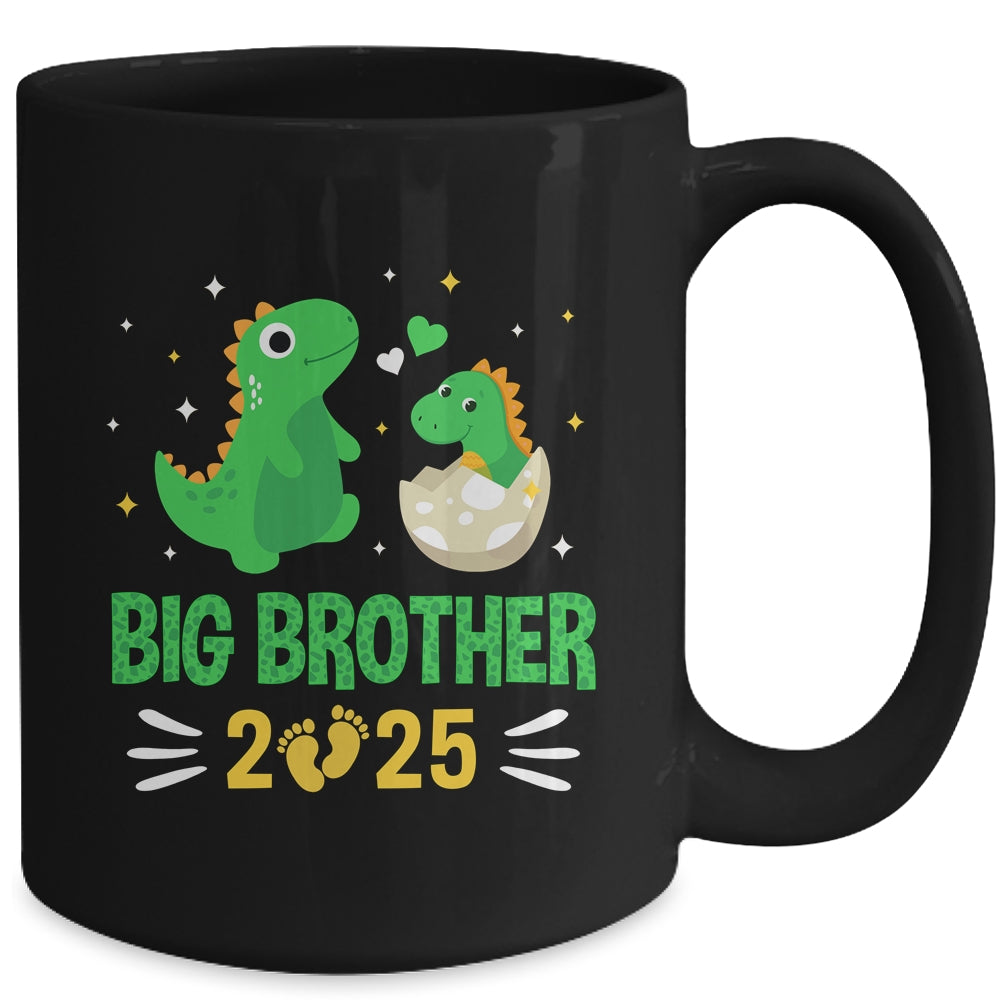 Promoted To Big Brother Est 2025 Dinosaur T-Rex Boys Kids Mug | siriusteestore