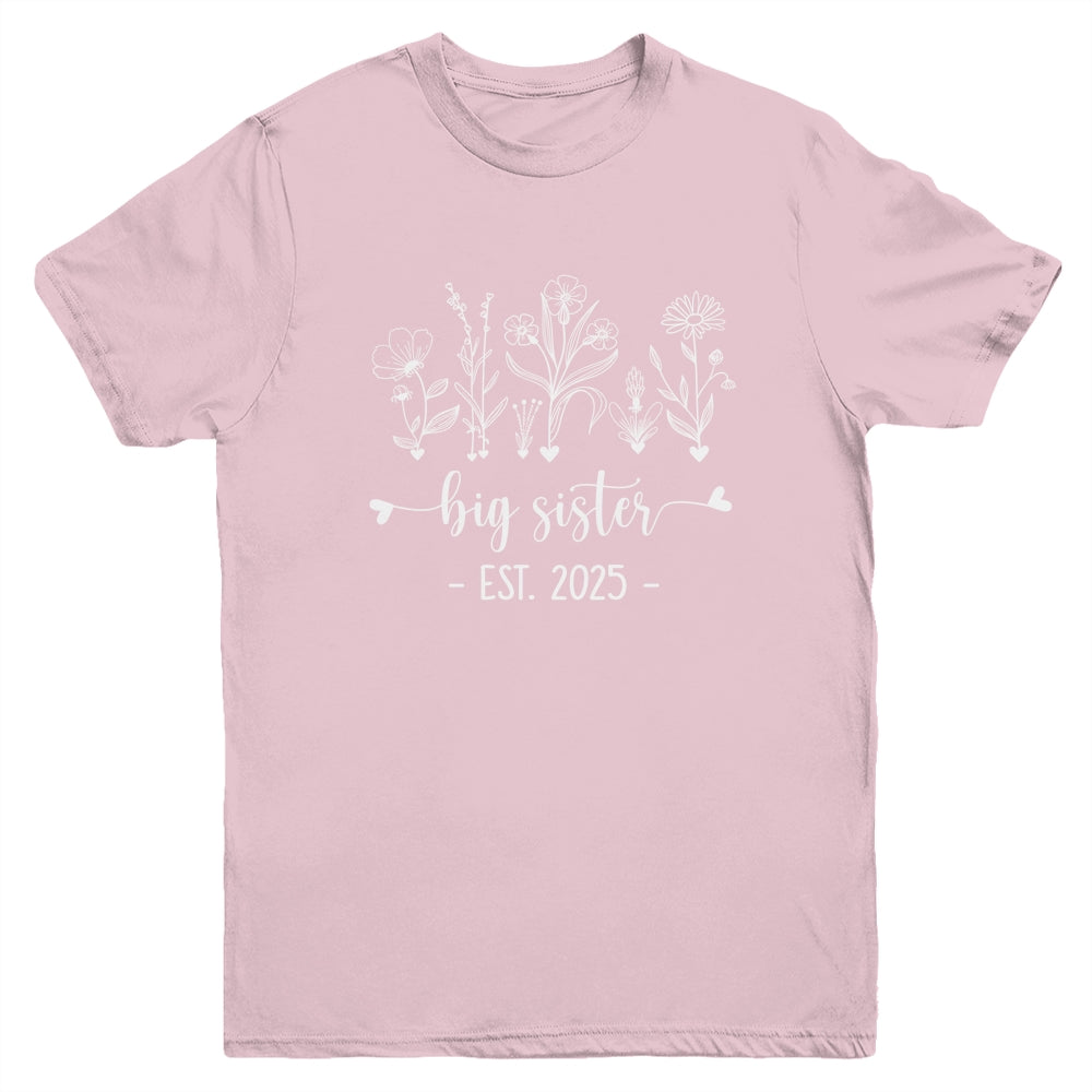 Promoted To Big Sister 2025 Pregnancy Announcement Floral Youth Shirt | siriusteestore