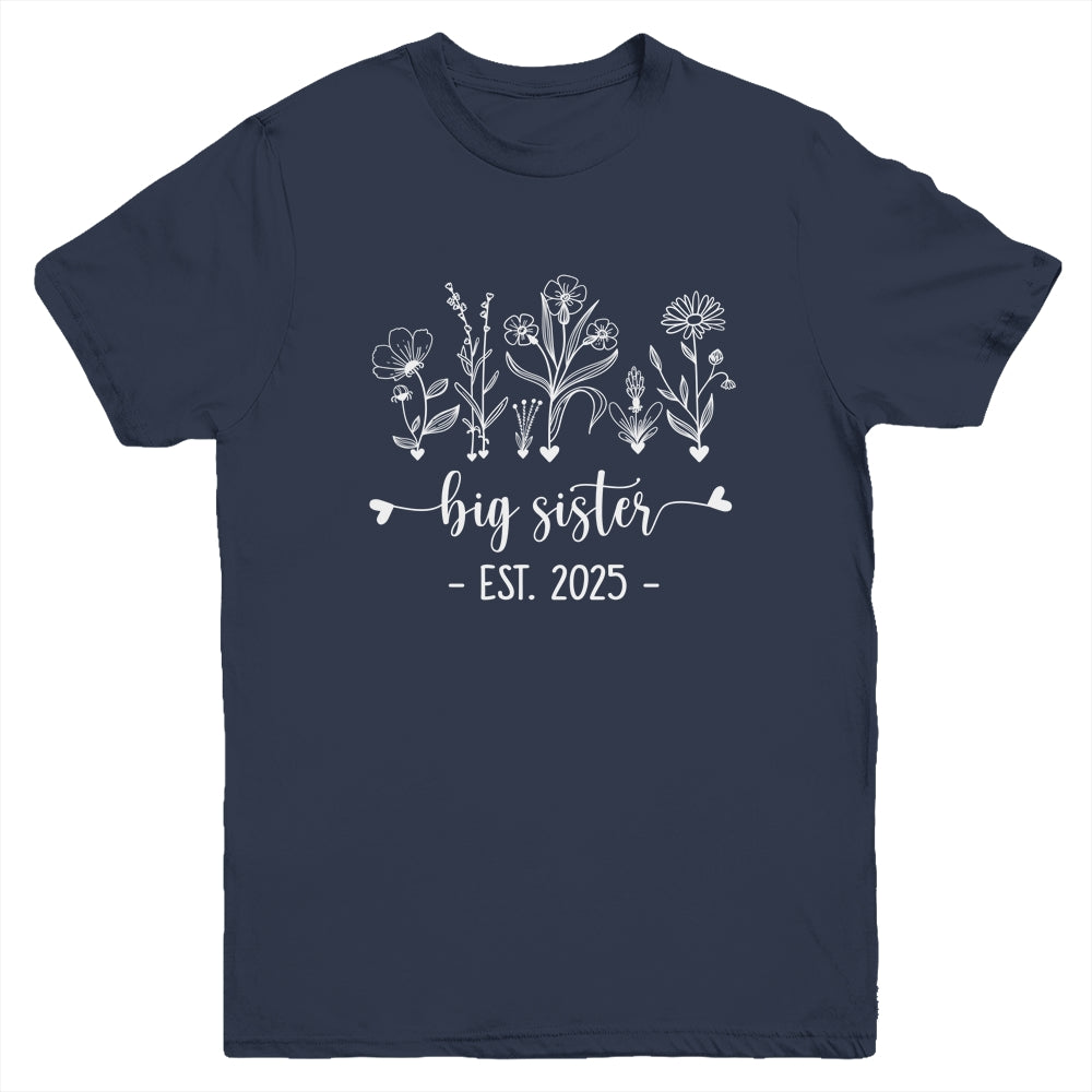 Promoted To Big Sister 2025 Pregnancy Announcement Floral Youth Shirt | siriusteestore