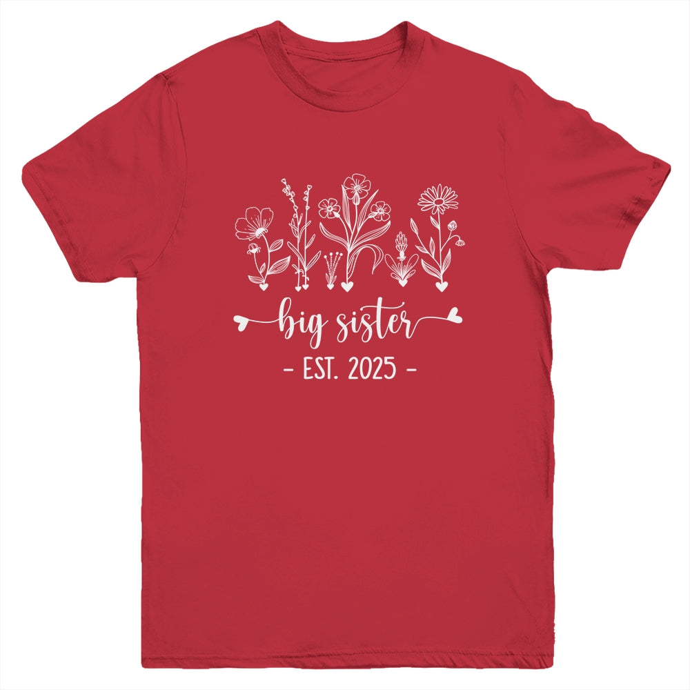 Promoted To Big Sister 2025 Pregnancy Announcement Floral Youth Shirt | siriusteestore