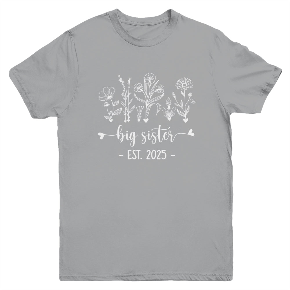 Promoted To Big Sister 2025 Pregnancy Announcement Floral Youth Shirt | siriusteestore