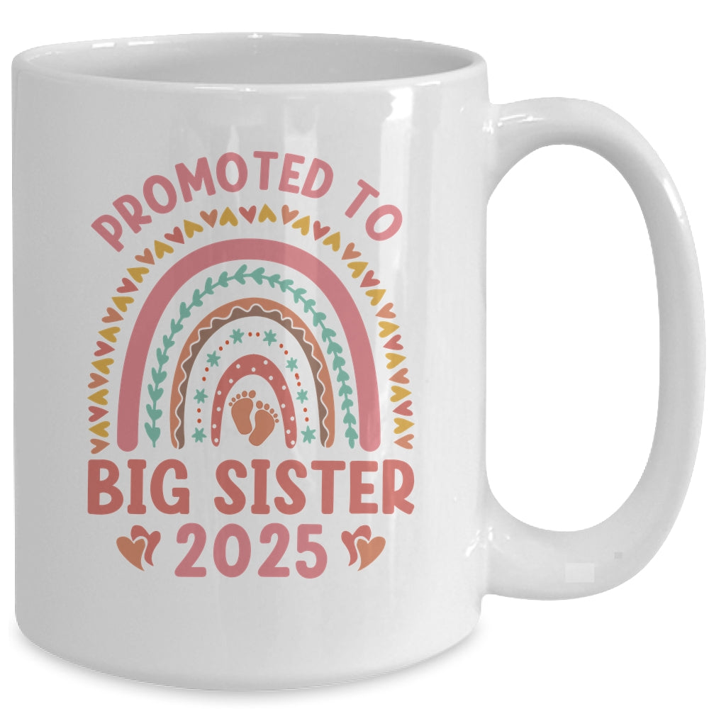 Promoted To Big Sister 2025 Pregnancy Announcement Rainbow Mug | siriusteestore