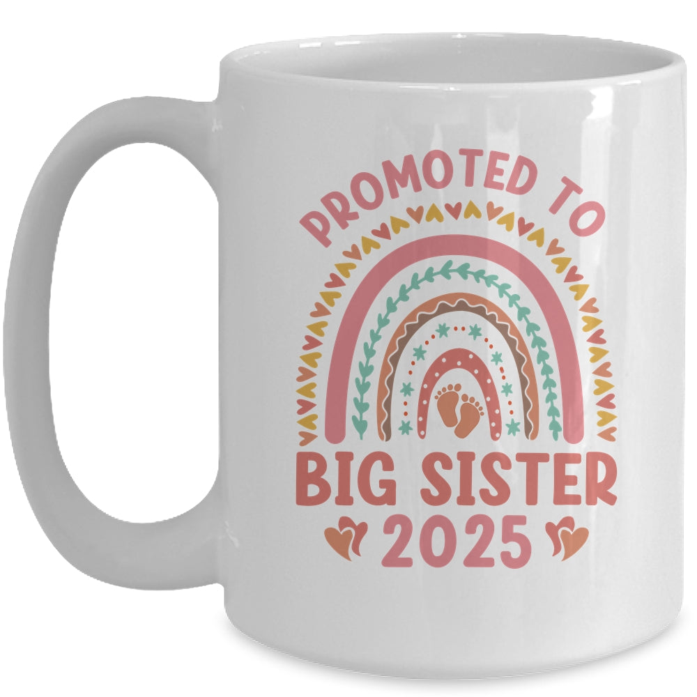 Promoted To Big Sister 2025 Pregnancy Announcement Rainbow Mug | siriusteestore