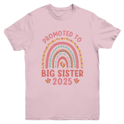 Promoted To Big Sister 2025 Pregnancy Announcement Rainbow Youth Shirt | siriusteestore