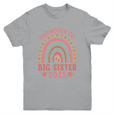 Promoted To Big Sister 2025 Pregnancy Announcement Rainbow Youth Shirt | siriusteestore
